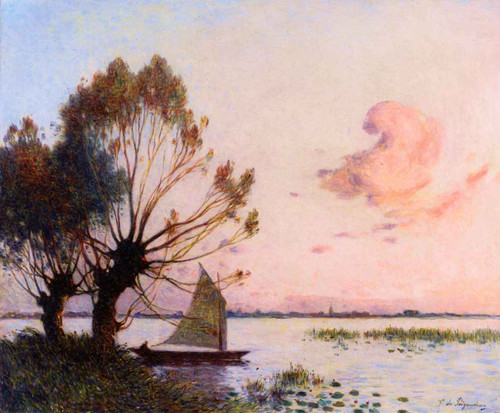 Sailboat On The Marsh Of The Grande Briere By Ferdinand Du Puigaudeau