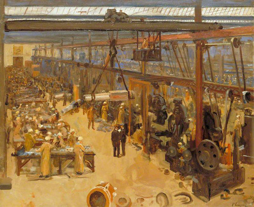 Scene At A Clyde Shipyard, Messrs. William Beardmore & Co. By Sir John Lavery, R.A. By Sir John Lavery, R.A.