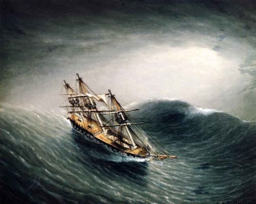 Schooner In A Stormy Sea By James E. Buttersworth By James E. Buttersworth