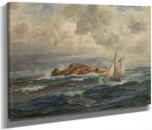 Seascape With Boat By Thorolf Holmboe