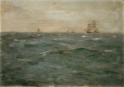 Seascape With Sailing Craft By Henry Scott Tuke