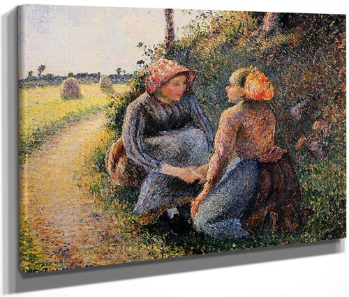 Seated And Kneeling Peasants By Camille Pissarro By Camille Pissarro