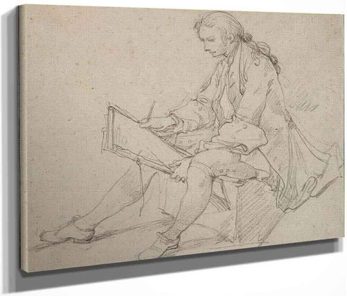 Seated Young Artist Holding Drawing Materials By Charles Joseph Natoire By Charles Joseph Natoire