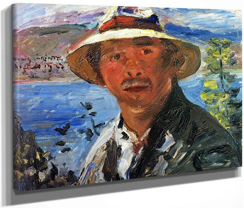 Self Portrait With Straw Hat By Lovis Corinth By Lovis Corinth