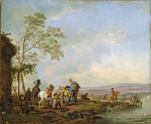 Selling Of Merchandise By The River By Philips Wouwerman Dutch 1619 1668 Selling Of Merchandise By The River By Philips Wouwerman Dutch 1619 1668