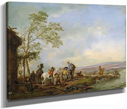 Selling Of Merchandise By The River By Philips Wouwerman Dutch 1619 1668 Selling Of Merchandise By The River By Philips Wouwerman Dutch 1619 1668