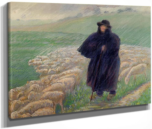 Shepherd In A Downpour By Camille Pissarro By Camille Pissarro