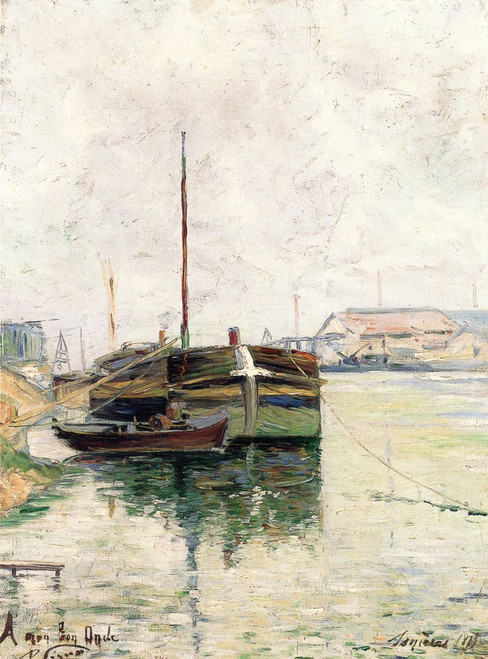Barges, Asnieres By Paul Signac