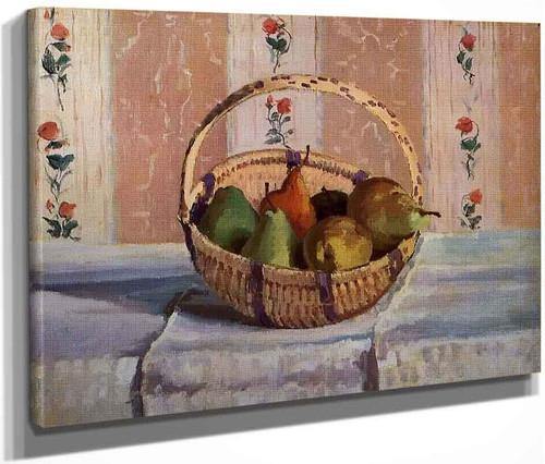 Still Life, Apples And Pears In A Round Basket By Camille Pissarro By Camille Pissarro