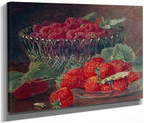 Strawberries And Raspberries In A Glass Bowl By Eloise Harriet Stannard