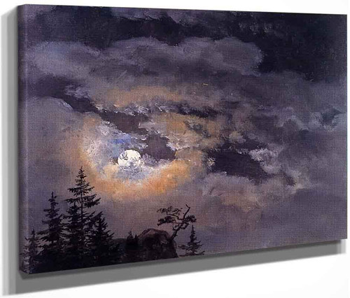 Study Of Clouds At Full Moon By Johan Christian Dahl By Johan Christian Dahl