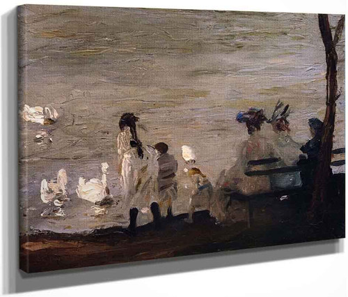 Swans In Central Park By George Wesley Bellows By George Wesley Bellows