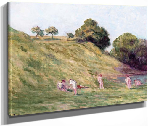 Swimming In The Marne At Pecouigny By Maximilien Luce By Maximilien Luce