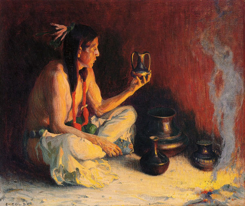 Taos Indian And Pottery By E. Irving Couse