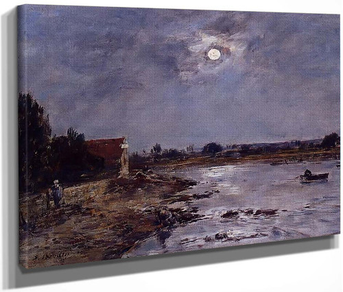 The Banks Of The Touques Moonlight By Eugene Louis Boudin By Eugene Louis Boudin