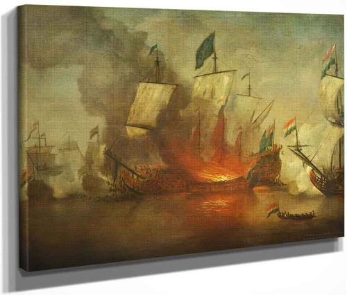 The Burning Of Hms 'Royal James' At The Battle Of Solebay On 28 May 1672 By Willem Van De Velde The Younger