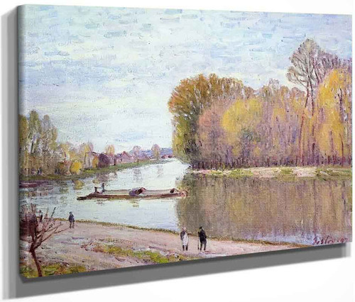 The Canal Du Loing In Spring, Morning By Alfred Sisley