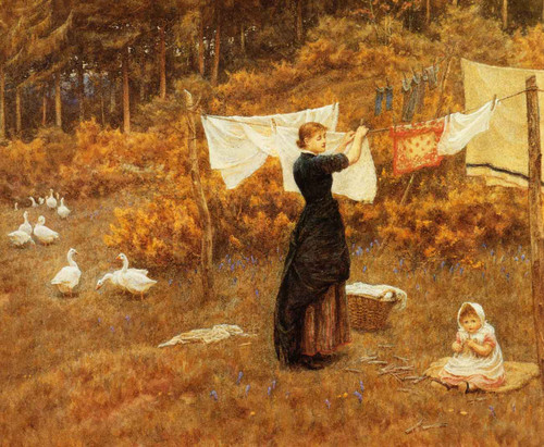The Clothes Line By Helen Allingham By Helen Allingham