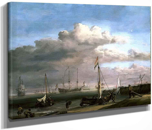 The Dutch Coast With A Weyschuit Being Launched And Another Vessel Pushing Off From The Shore1 By Willem Van De Velde The Younger