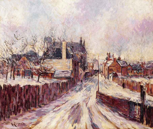 The Entrance To The Village Of Mortain In The Snow By Gustave Loiseau By Gustave Loiseau