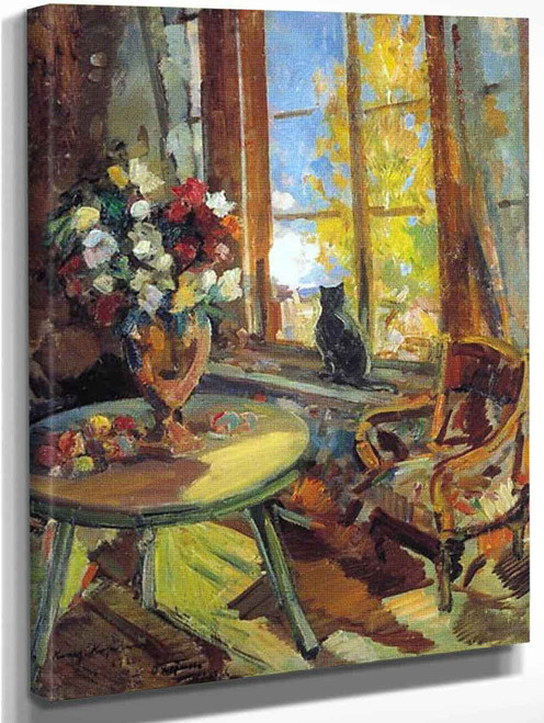Black Cat At A Windowsill By Constantin Alexeevich Korovin