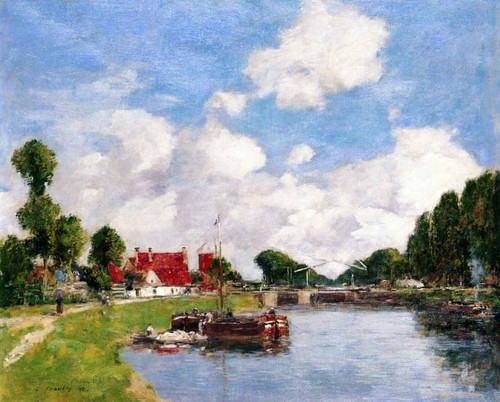 The Lock At Saint Valery Sur Somme By Eugene Louis Boudin By Eugene Louis Boudin