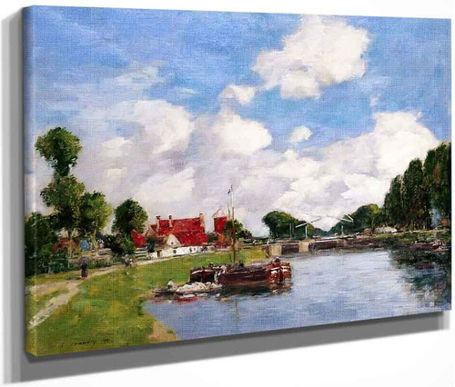 The Lock At Saint Valery Sur Somme By Eugene Louis Boudin By Eugene Louis Boudin