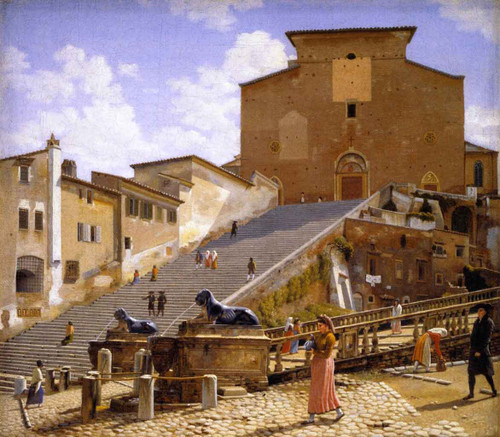 The Marble Steps Leading Up To Santa Maria In Aracoeli In Rome By Christoffer Wilhelm Eckersberg