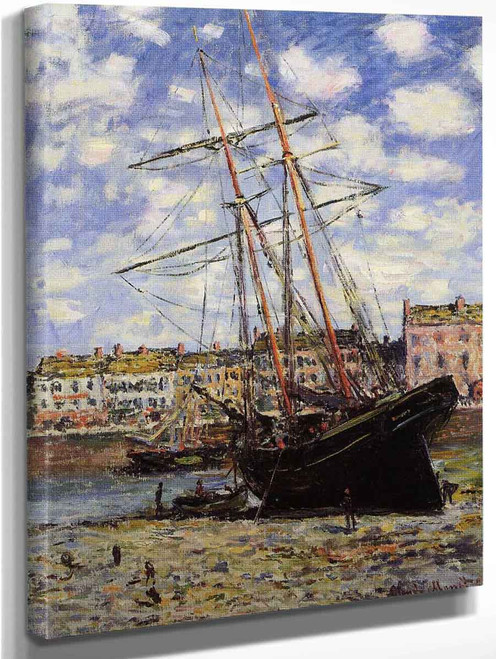 Boat At Low Tide At Fecamp By Claude Oscar Monet