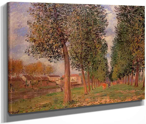 The Poplar Avenue At Moret, Cloudy Day, Morning By Alfred Sisley