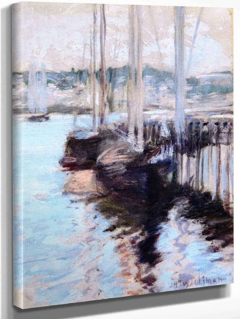 Boats In Harbor By John Twachtman