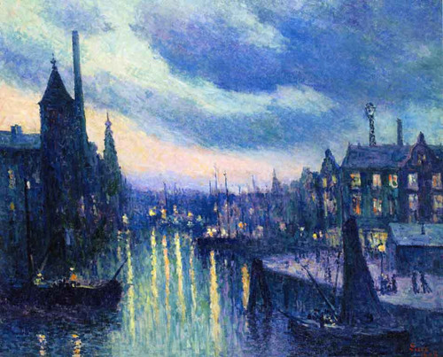The Port Of Rotterdam, Evening By Maximilien Luce By Maximilien Luce
