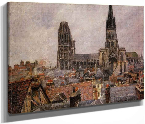 The Roofs Of Old Rouen Grey Weather By Camille Pissarro By Camille Pissarro