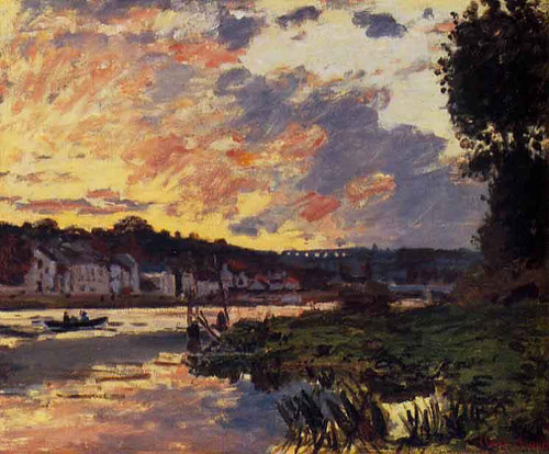 The Seine At Bougeval, Evening By Claude Oscar Monet The Seine At Bougeval, Evening By Claude Oscar Monet