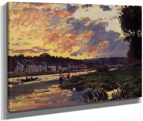 The Seine At Bougeval, Evening By Claude Oscar Monet
