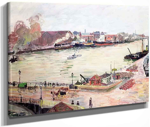 The Seine At Rouen, Pont Boieldieu By Camille Pissarro By Camille Pissarro