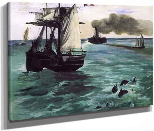 The Steamboat, Seascape With Porpoises By Edouard Manet By Edouard Manet