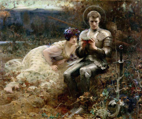 The Temptation Of Sir Percival By Arthur Hacker  By Arthur Hacker