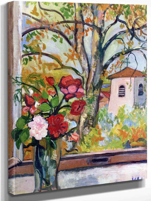 Bouquet Of Flowers In Front Of A Window In Saint Bernard By Suzanne Valadon