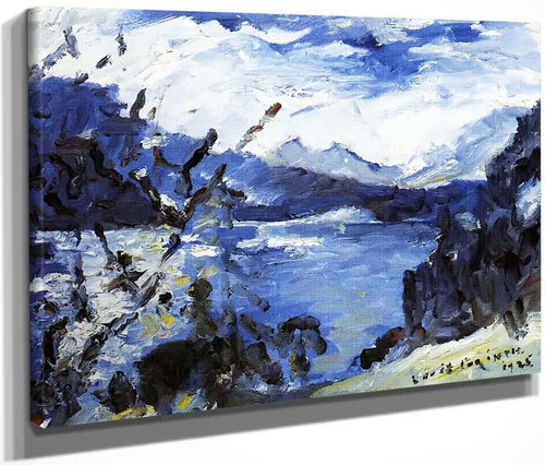 The Walchensee With Mountain Range And Shore By Lovis Corinth By Lovis Corinth