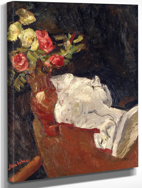 Bouquet Of Flowers With A Plaster Statue By Chaim Soutine