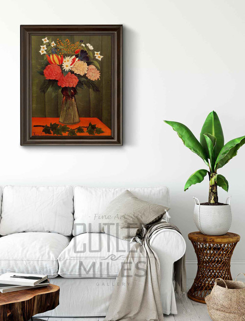 Bouquet Of Flowers With An Ivy Branch By Henri Rousseau