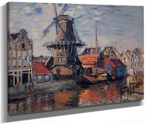 The Windmill On The Onbekende Canal, Amsterdam By Claude Oscar Monet