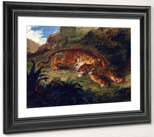 Tiger Startled By A Snake By Eugene Delacroix Print or Painting