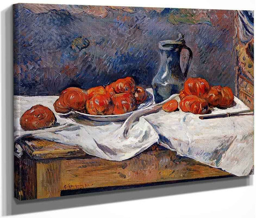 Tomatoes And A Pewter Tankard On A Table By Paul Gauguin  By Paul Gauguin