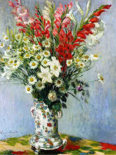 Bouquet Of Gladiolas, Lilies And Dasies By Claude Oscar Monet Bouquet Of Gladiolas, Lilies And Dasies By Claude Oscar Monet