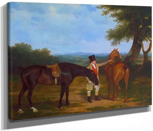 Two Hunters With A Groom By Jacques Laurent Agasse By Jacques Laurent Agasse