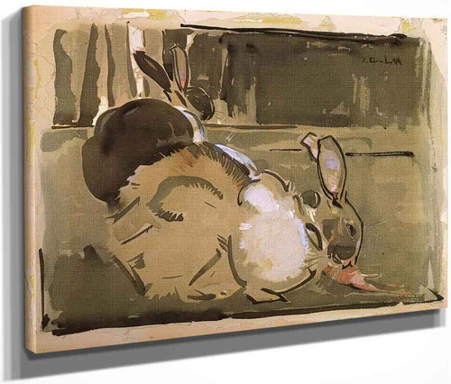 Two Rabbits By Joseph Crawhall