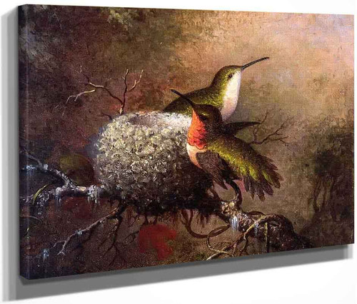 Two Ruby Throats By Their Nest By Leo Gestel