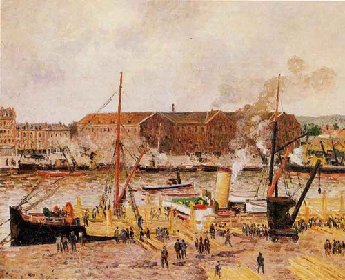 Unloading Wood At Rouen By Camille Pissarro By Camille Pissarro